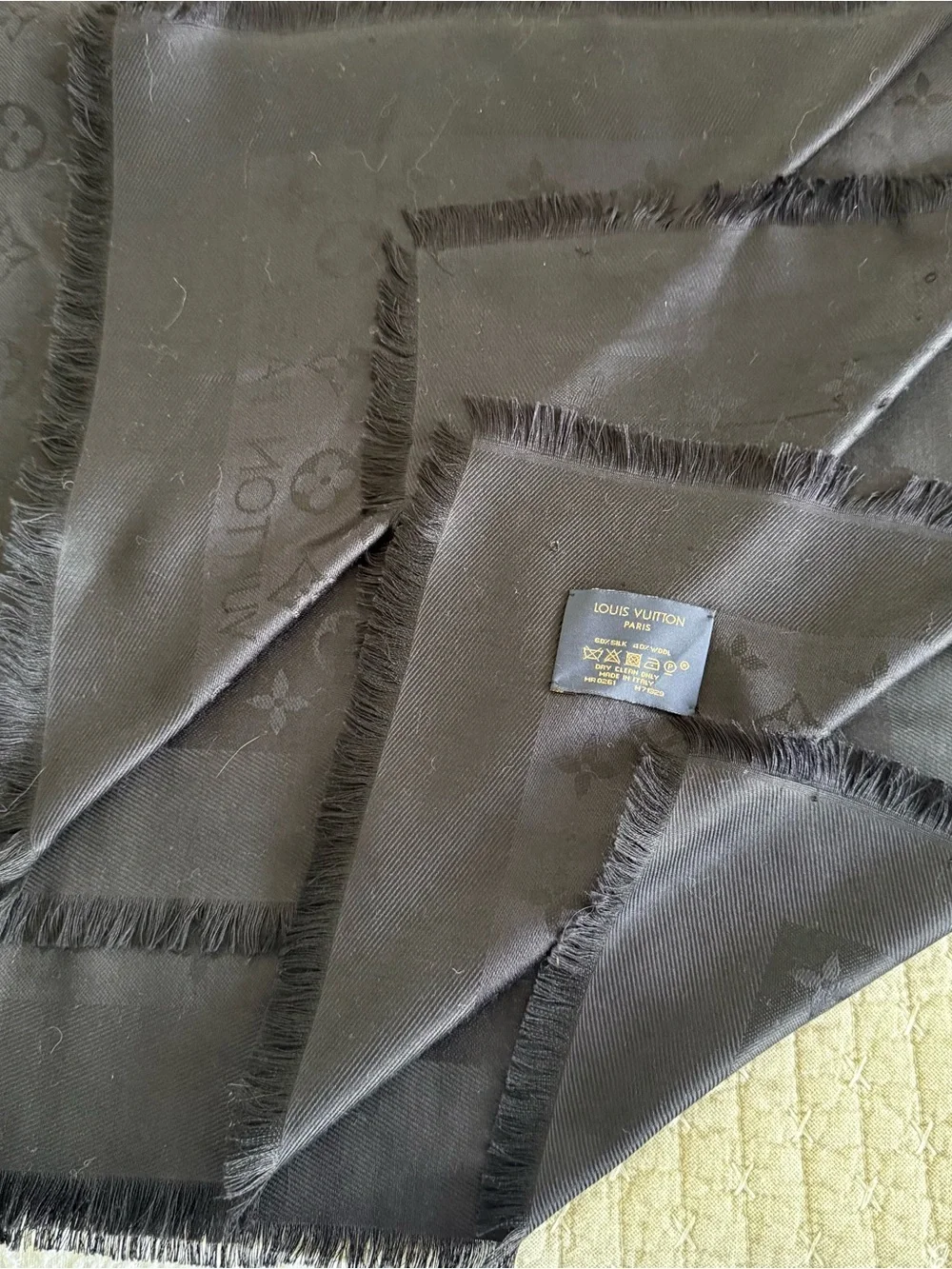 Louis Vuitton Monogram Shawl Scarf Wrap Black
